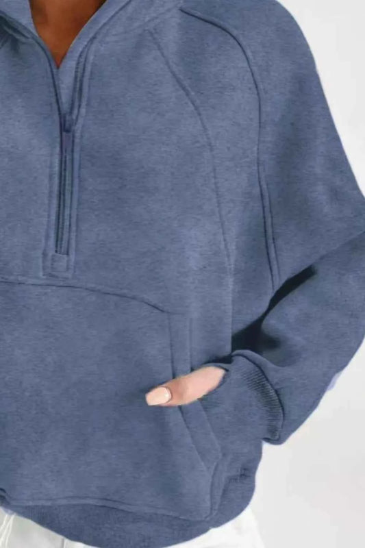 Half Zip Long Sleeve Sweatshirt-Tre(INT8D)