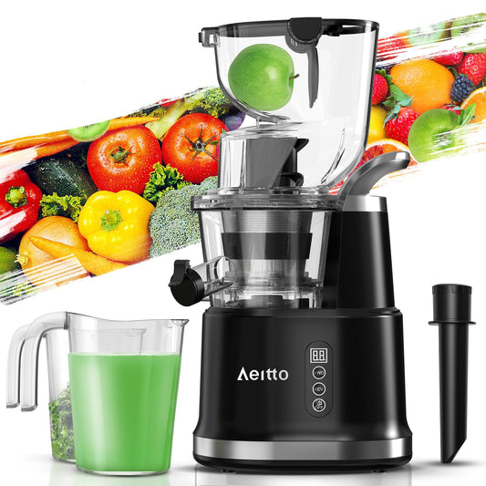Perssia AeittoPro™ Cold Press Juicer with 3.3" Large Feed ChuteLarge CapacityHigh Juice YieldSlow Masticating Juicer for Fruits and Vegetables Self Feeding for Juice ExtractorBPA-FreeBlack - PERSSIA