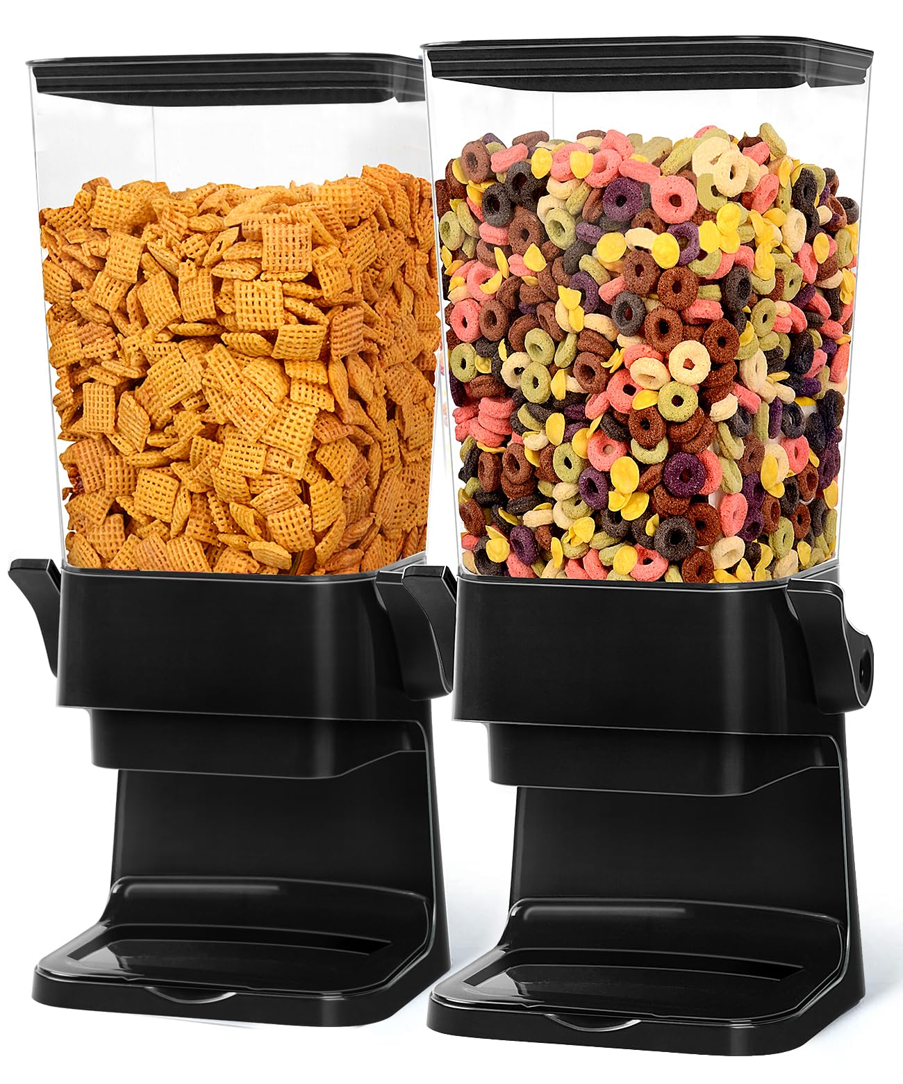 Perssia FreshFlow™ Dual Cereal Dispenser Countertop 2pcs5.5L Cereal Containers Storage Dispenser for PantryDry - Black - PERSSIA
