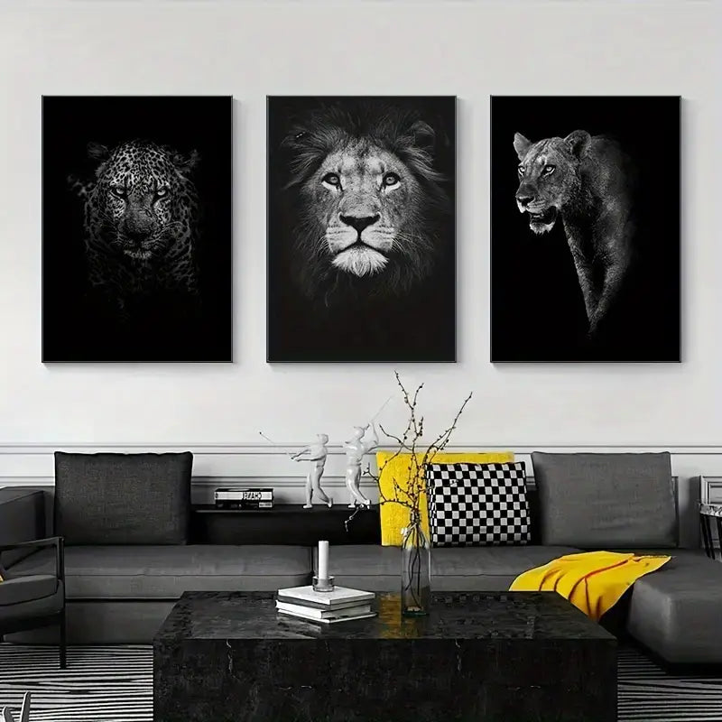 Perssia LionMajesty™ 3‑Piece Canvas Set — Modern Wildlife Wall Art (15.7" × 23.6") - PERSSIA