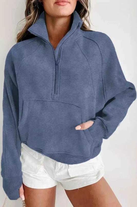 Half Zip Long Sleeve Sweatshirt-Tre(INT8D)