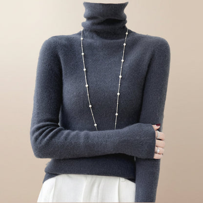 Womens Slim‑Fit Merino Wool Turtleneck Sweater – Solid Colors- Solid Colors-US2D