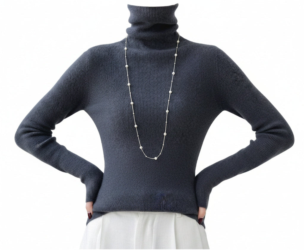 Womens Slim‑Fit Merino Wool Turtleneck Sweater – Solid Colors- Solid Colors-US2D