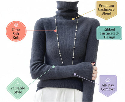Womens Slim‑Fit Merino Wool Turtleneck Sweater – Solid Colors- Solid Colors-US2D