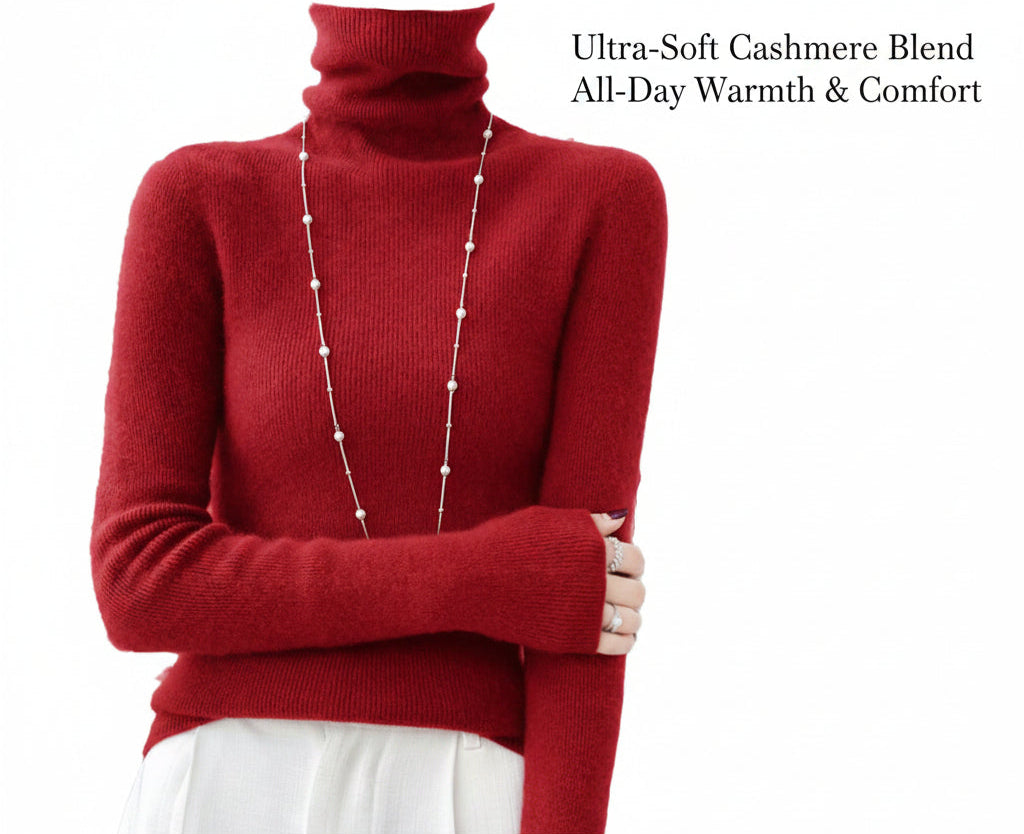Womens Slim‑Fit Merino Wool Turtleneck Sweater – Solid Colors- Solid Colors-US2D