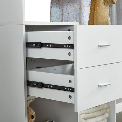 Perssia 302 ElevateCloset™ System — Freestanding Wooden Wardrobe Organizer with Drawers & Hanging Rods - PERSSIA