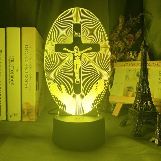 3D Acrylic Christian Cross Night Light - USB Powered - PERSSIA