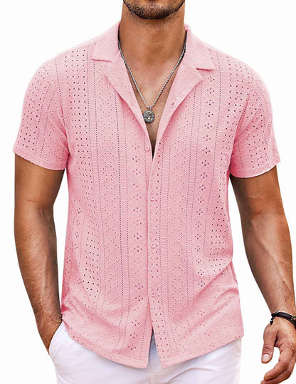 Perssia BreezeHollow Summer Shirt — Lightweight • Hollow‑Knit • Cuban Collar Cool