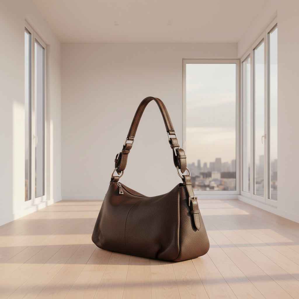 Perssia HESHE SoftLuxe™ — Genuine Cowhide Leather Hobo Shoulder Bag