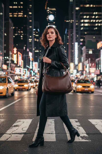 Perssia HESHE SoftLuxe™ — Genuine Cowhide Leather Hobo Shoulder Bag