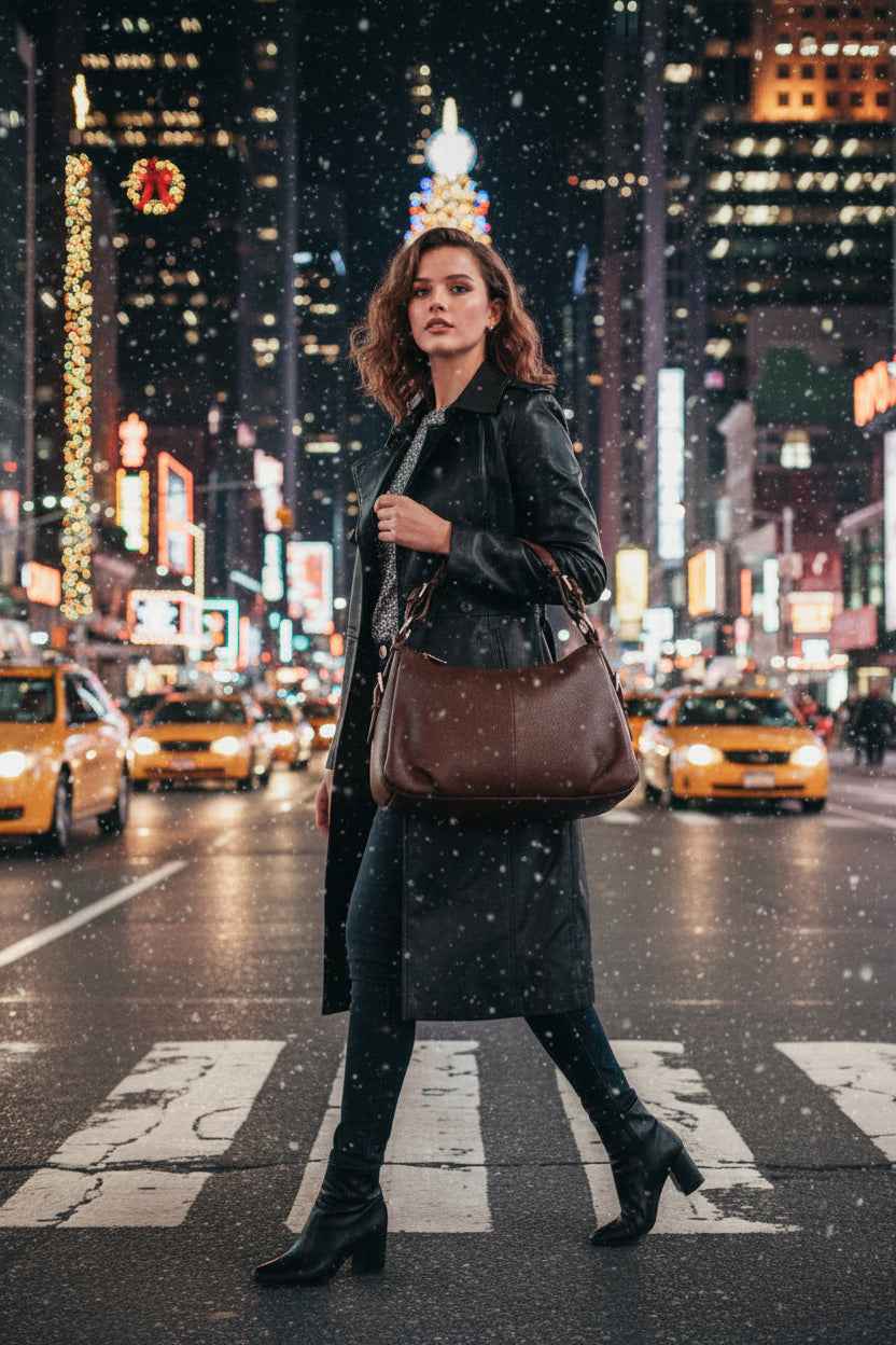 Perssia HESHE SoftLuxe™ — Genuine Cowhide Leather Hobo Shoulder Bag