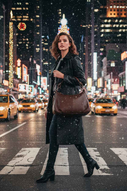 Perssia HESHE SoftLuxe™ — Genuine Cowhide Leather Hobo Shoulder Bag