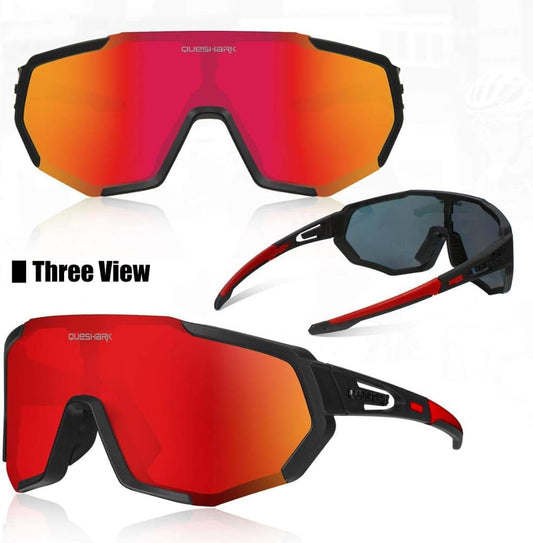 Cycling Glasses, Sports Sunglasses for Men Women, 1 Polarized 2 HD Lens, Polarized Sunglasses for Cycling Running