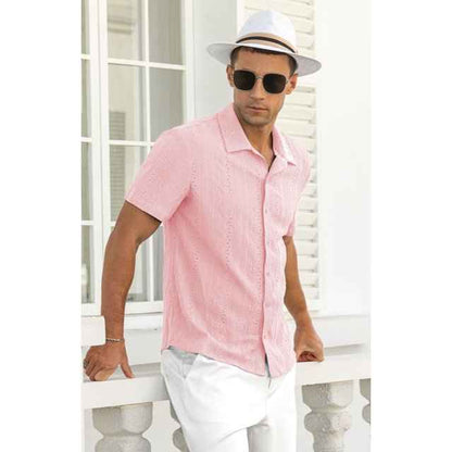Perssia BreezeHollow Summer Shirt — Lightweight • Hollow‑Knit • Cuban Collar Cool