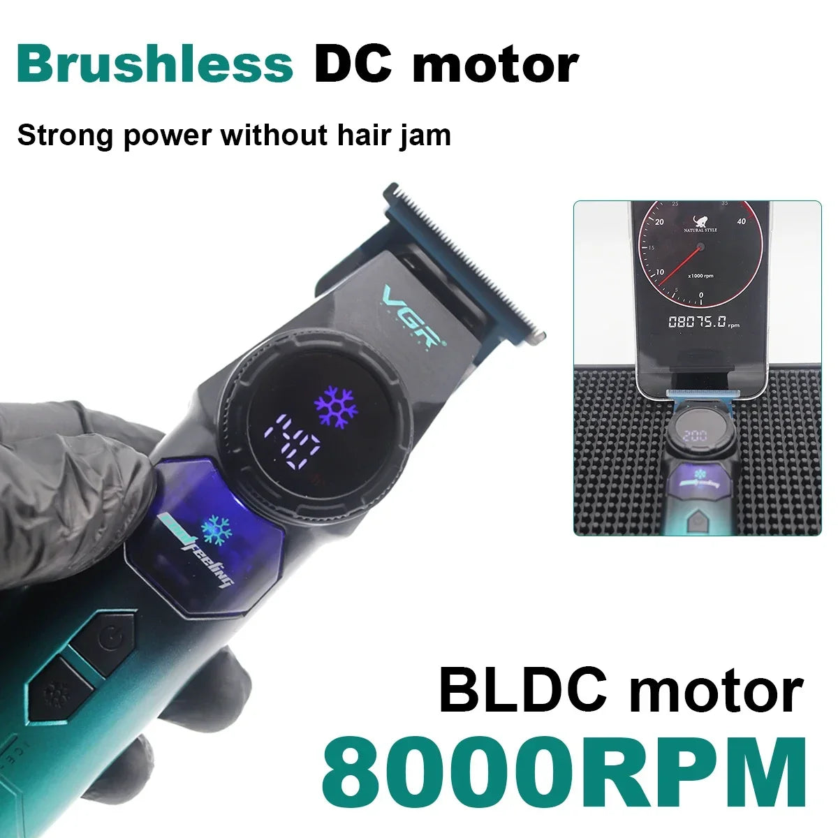 V-946 Professional Ice Tech Hair Trimmer DLC Blade 0 Gap 8000RPM Brushless Blue Ceramic for Men Beard Trimming Grooming