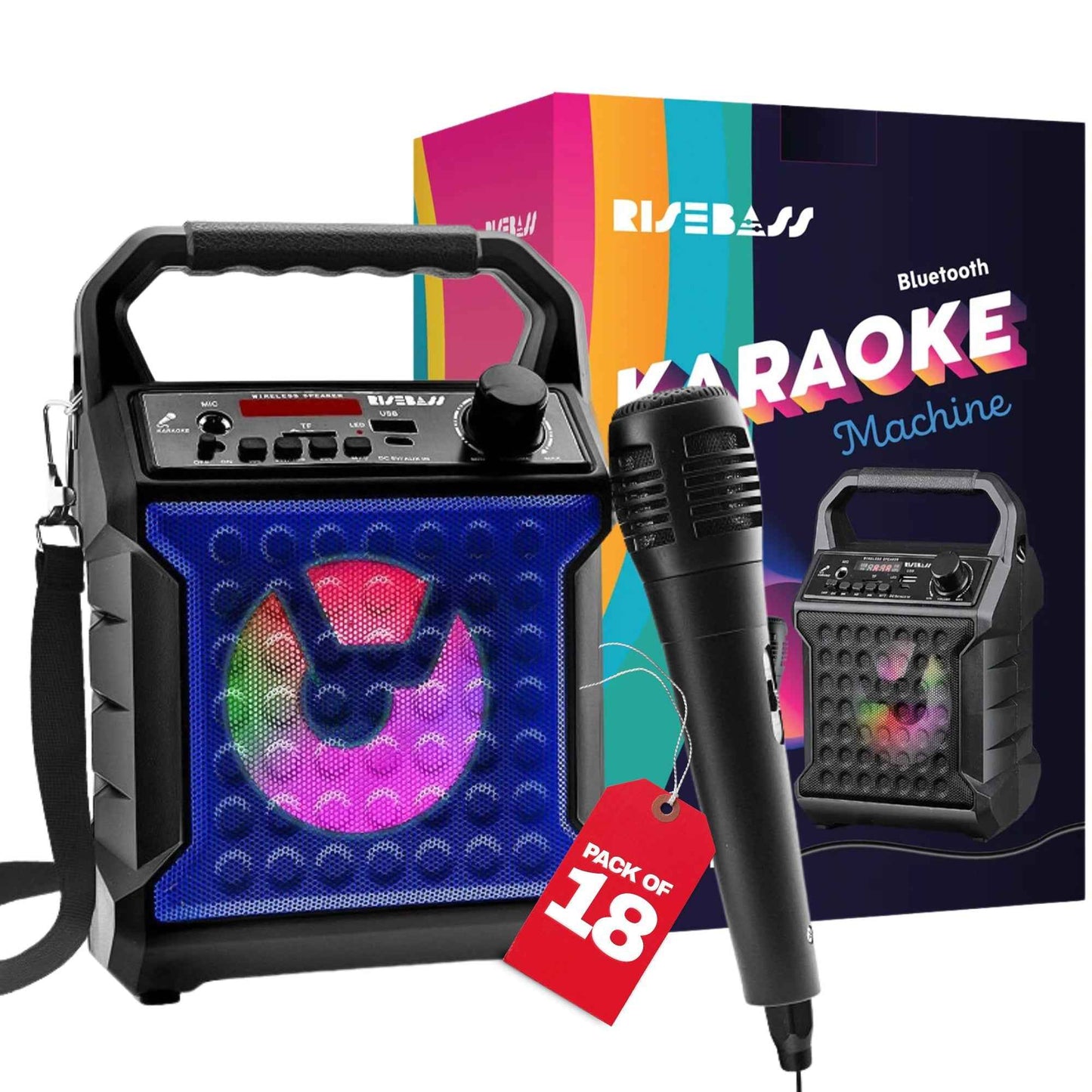 Perssia PartyVibe Portable Karaoke System — Wireless LED Speaker + Mic Set