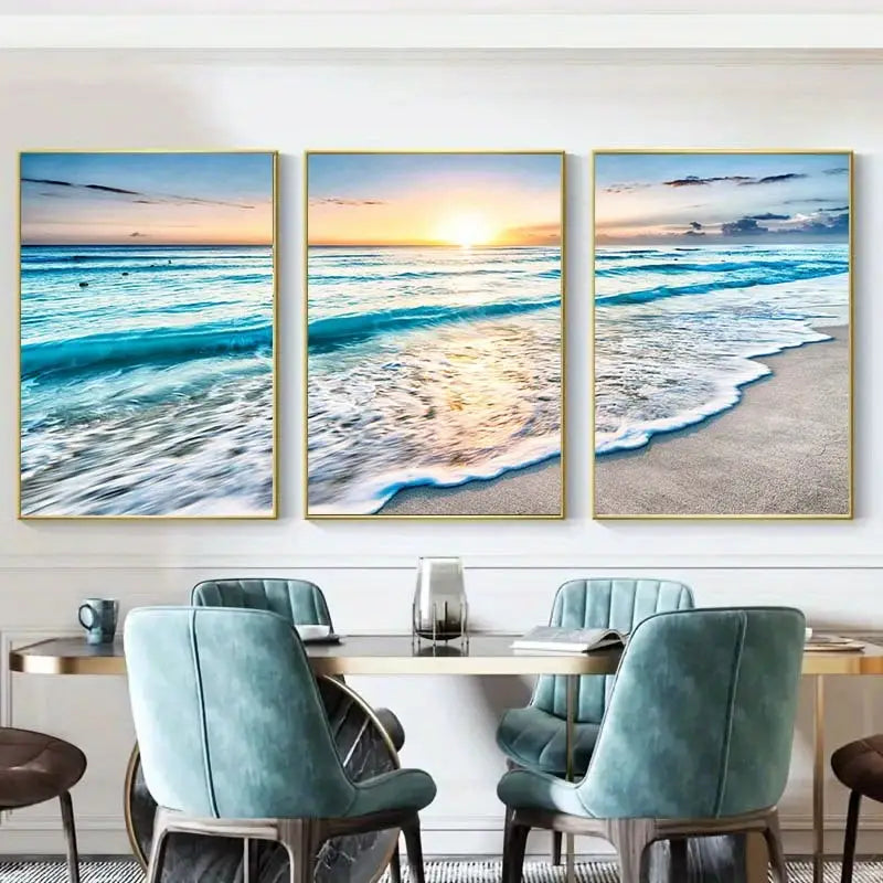 Perssia OceanGlow™ 3‑Piece Canvas Set Wall Art (15.7" × 23.6") - PERSSIA