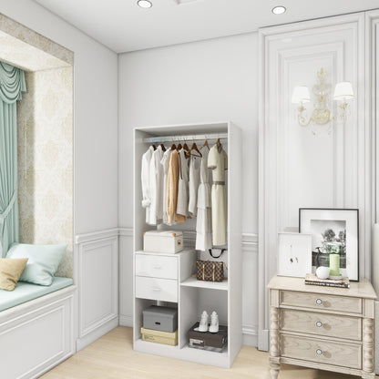 Perssia 302 ElevateCloset™ System — Freestanding Wooden Wardrobe Organizer with Drawers & Hanging Rods - PERSSIA