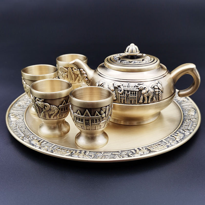 Perssia Elephora™ Royal Wine Set — European Zinc Alloy Elephant Craft (6‑Piece Copper‑Plated Set) - PERSSIA