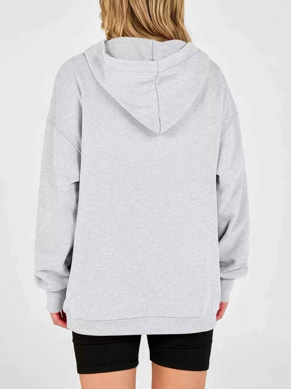 Half Snap Dropped Shoulder Hoodie-Tre(INT8D)