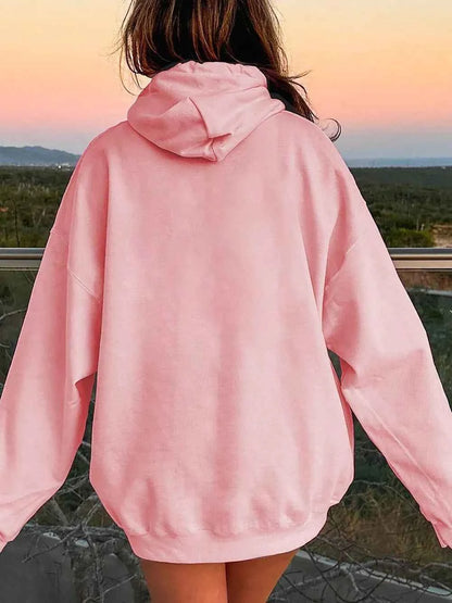 Drawstring Dropped Shoulder Hoodie-Tre(INT8D)