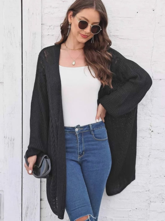 Open Front Long Sleeve Cardigan - TreUS