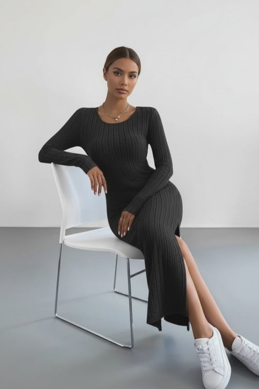 Full Size Ribbed Knit Bodycon Midi Dress Plus Size - TreUS
