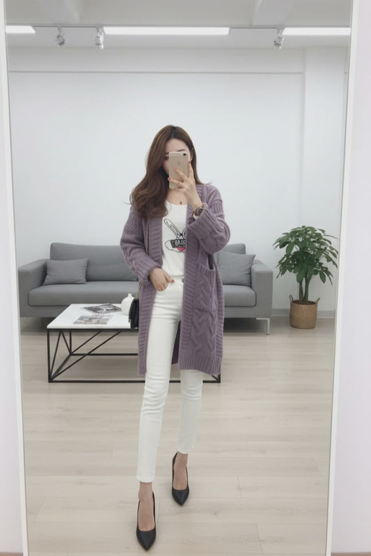 Chunky Knit Open Front Cardigan - TreUS