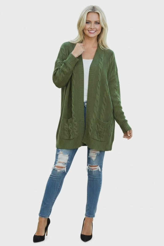 Chunky Knit Open Front Cardigan - TreUS