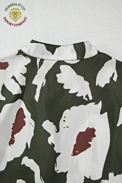60S Flower Frill Neck Loose Blouse