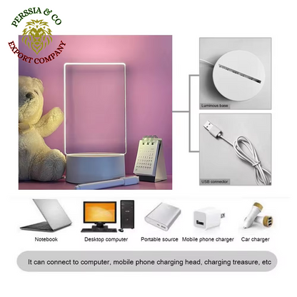 Transparent Luminous LED Night Lights USB Luminous Acrylic Night Light Erasable Write Message Board Calendar Desktop Ornaments