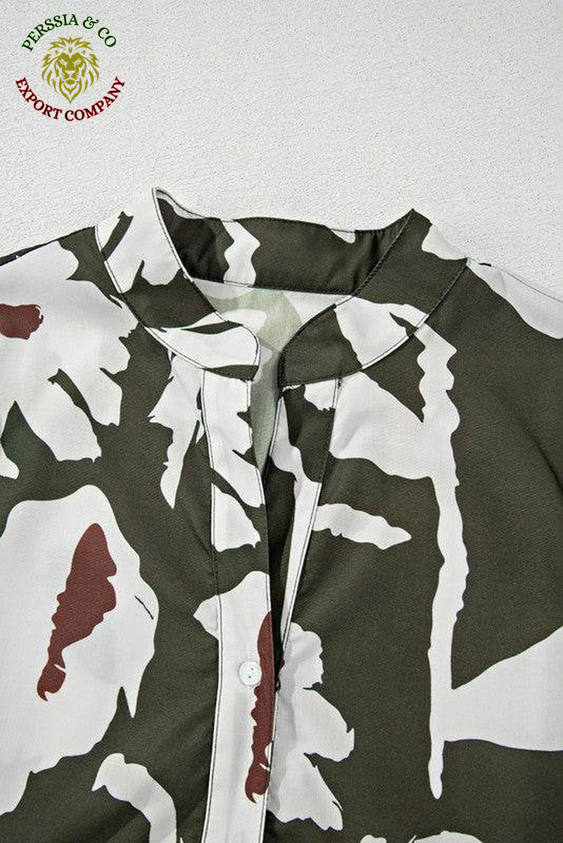 60S Flower Frill Neck Loose Blouse