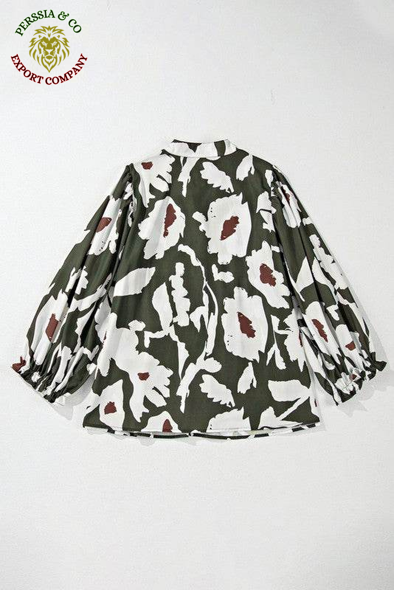 60S Flower Frill Neck Loose Blouse